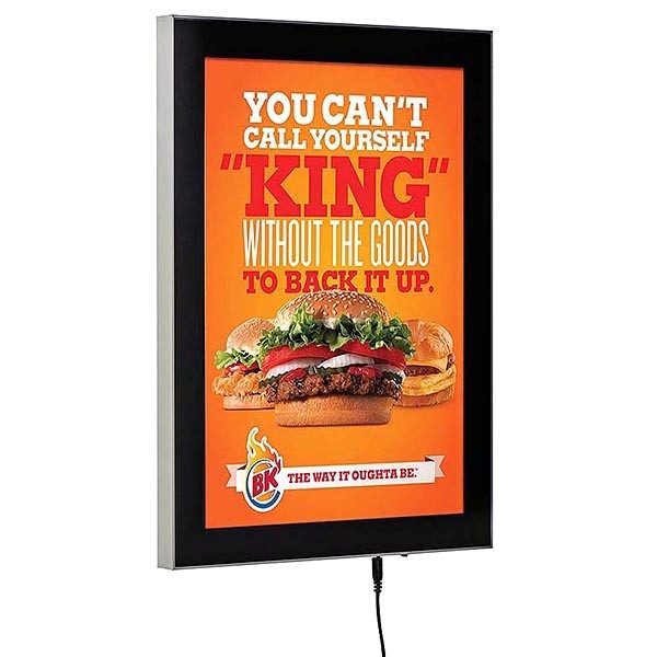 LED-Magnetrahmen-Premium-einseitig-DIN-A2-Postermaß-einseitig- Frontansicht Plakat mit Burger