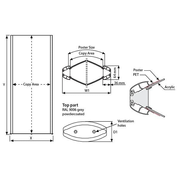 Leuchtsäule Konvex doppelseitig 800 x 1700 mm 6