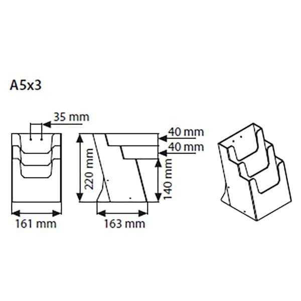 Mehrfach Tischprospekthalter DIN A5 x 3 Hochformat VPE 12 Stück 3