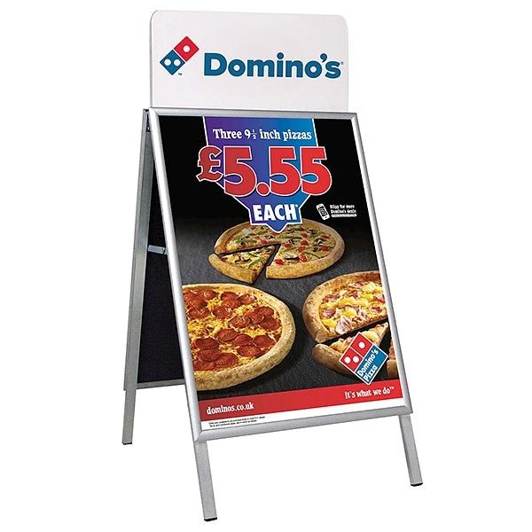 Topschild-für-Kundenstopper-A-Board-Classic-DIN-B2-Postermaß-6 mit Pizza Plakat