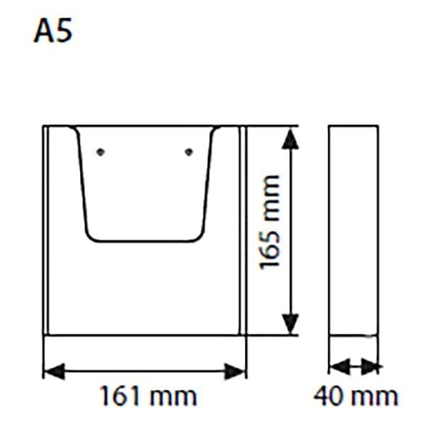 Wandprospekthalter-DIN-A5-Hochformat-Bemaßungsbild