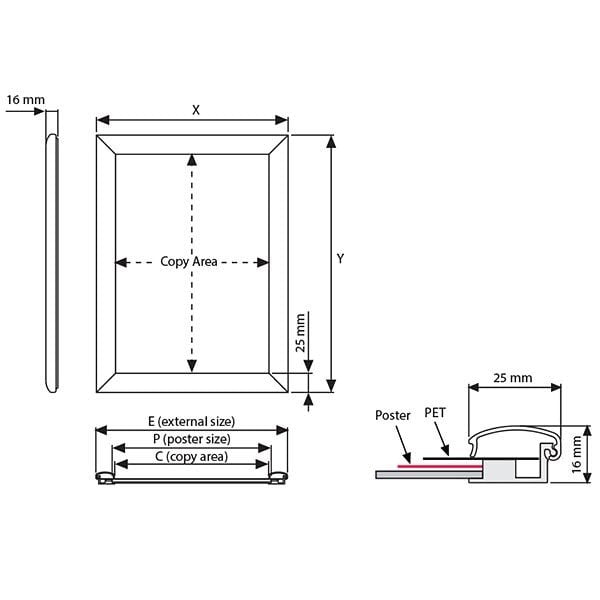 Wasserfester Klapprahmen 25mm DIN B1 Postermaß 4