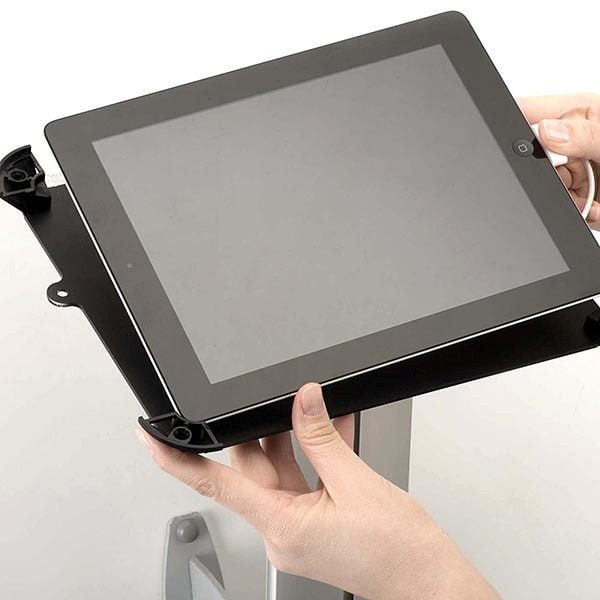 iPad Infoständer Universal weiß im Hoch und Querformat nutzbar 4