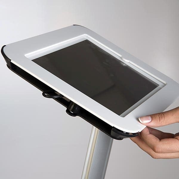 iPad Infoständer Universal weiß im Hoch und Querformat nutzbar 6