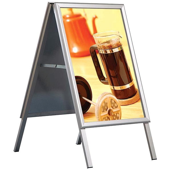DISPLAY SALES Kundenstopper B2 Wetterfest | Plakatständer Mit 32mm Profil | Inkl. 2 PET Folien Silber SLIM