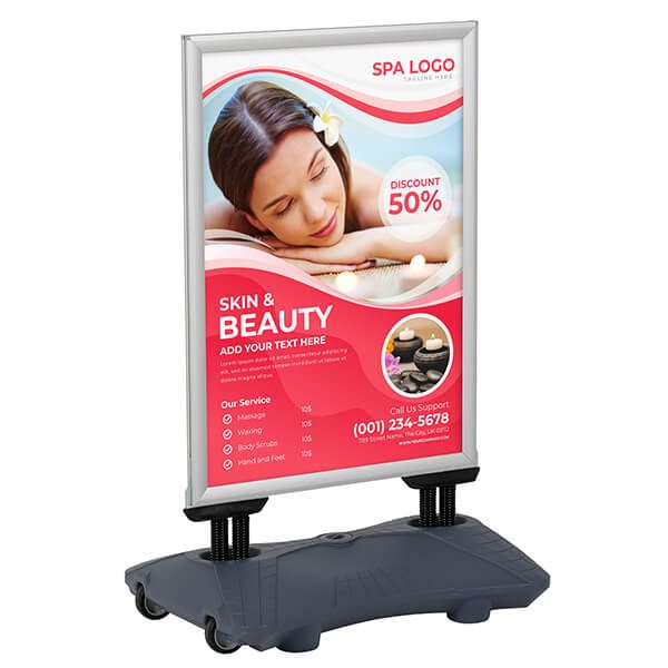 Kundenstopper WindPro Slim DIN A0 schwarz silber Werbeaufsteller Plakatständer 