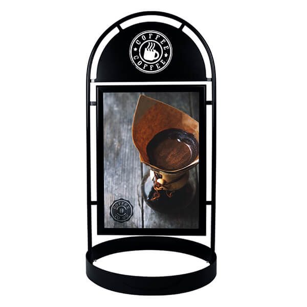 kundenstopper wheel schwarz din a1 postermaß