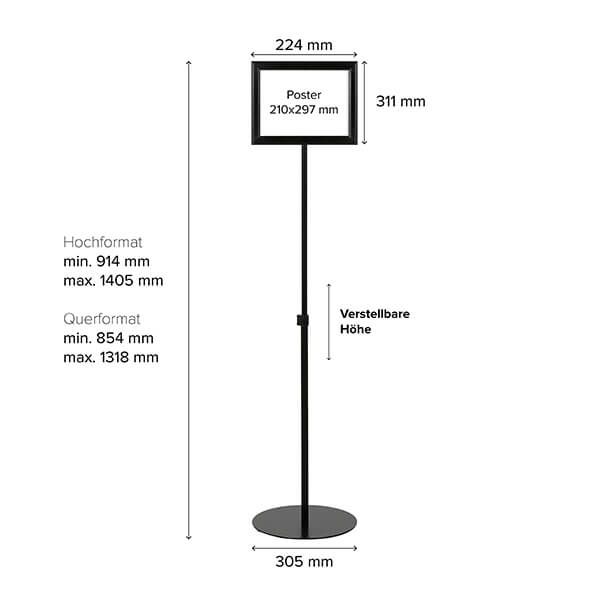 infoständer teleskop doppelseitig schwarz din a4 postermaß 4