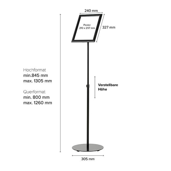 infoständer teleskop schwarz din a4 postermaß 4