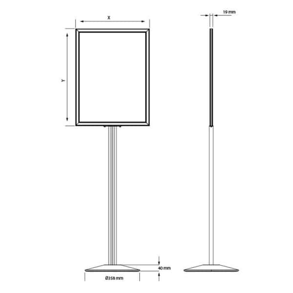 Infoständer Sign DIN A1 Silber Maße