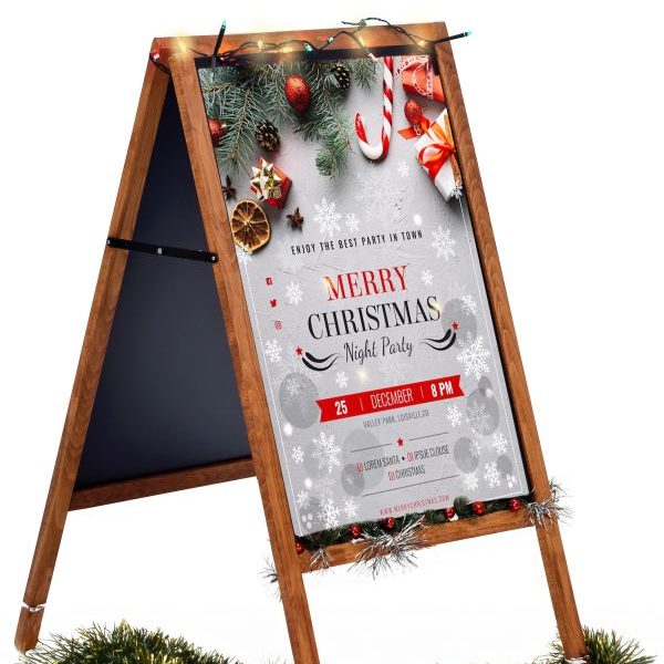 Kundenstopper Holz Multi DIN A1 Weihnachten