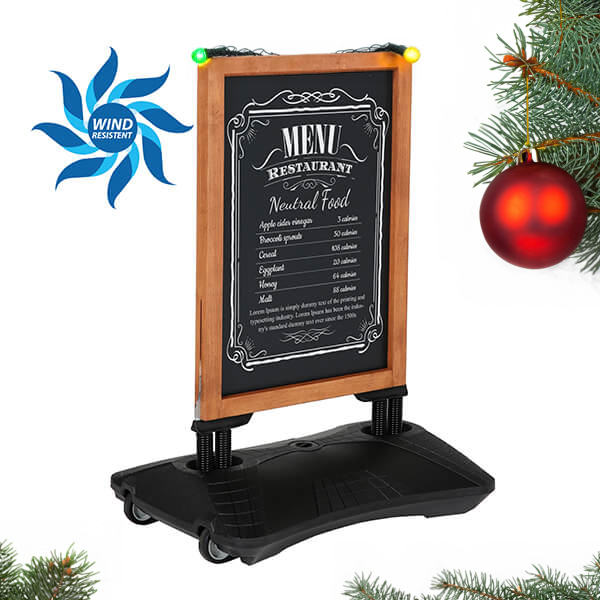 Kundenstopper WindPro Wood 670 x 860 mm Kreidetafel weihnachten