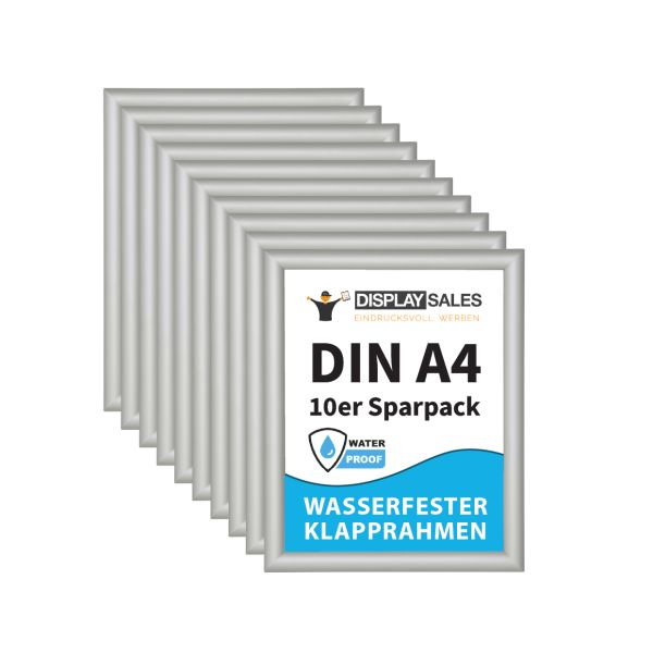 Wasserfester Klapprahmen DIN A4 silber 25mm (10 Stück)